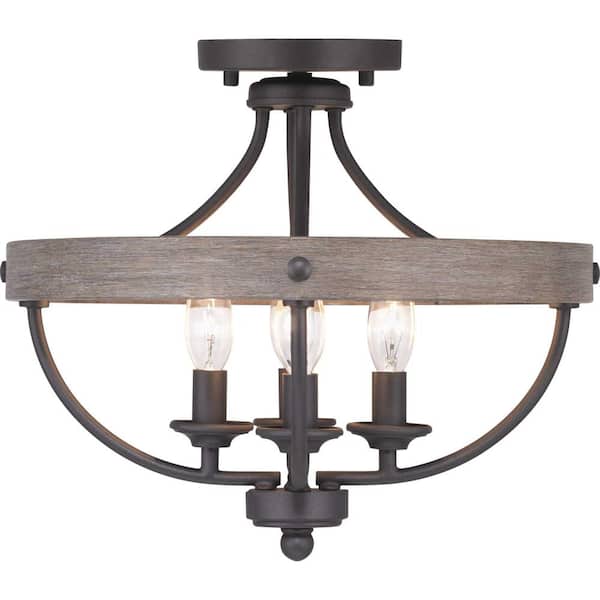 Gulliver Collection 15-1/4 in. 4-Light Graphite Coastal Semi- Flush Mount Bedroom Light