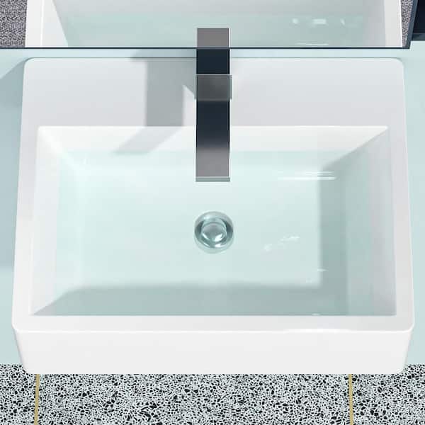 6 in. Ceramic Wall-Mounted Rectangular Bathroom Sink in White