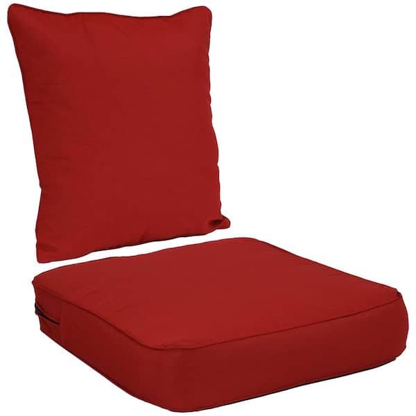 24 In X 4 Deep Seating Outdoor Dining Chair Back And Seat Cushion Set Red Zet 695 - Patio Dining Chair Cushion Sets