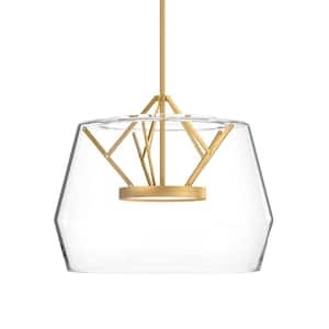 Deco 18 in. 1 Light 32-Watt Clear/Brushed Gold Integrated LED Pendant Light