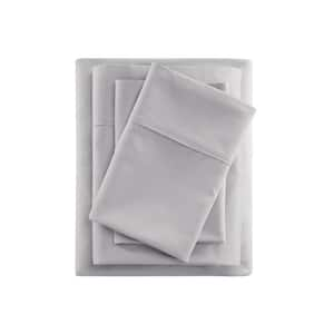 600 Thread Count 4-Piece Grey Cooling Cotton Full Sheet Set