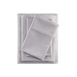 600 Thread Count 4-Piece Grey Cooling Cotton Queen Sheet Set