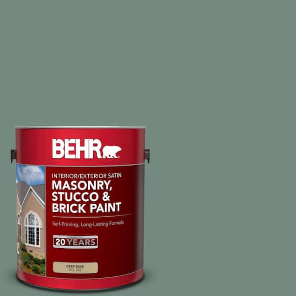 BEHR 1 gal. #MS-61 Frosted Green Satin Interior/Exterior Masonry, Stucco and Brick Paint