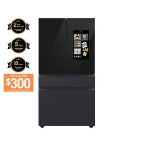 Bespoke 35.8 in. 29 cu. ft. Standard Depth 4-Door French Door Refrigerator with Family Hub in Charcoal Glass/Matte Black