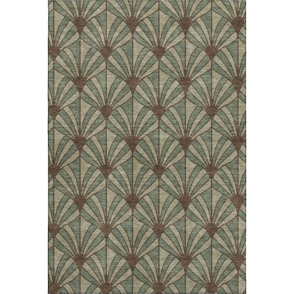 Mayfield Premium Machine Washable Abstract AMF2426 Basil 8 ft. x 10 ft. Area Rug