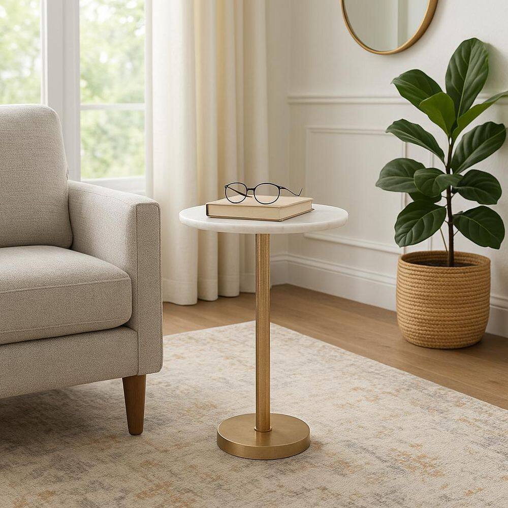 13 in. Silver Round Metal Accent Table - thumbnail 8