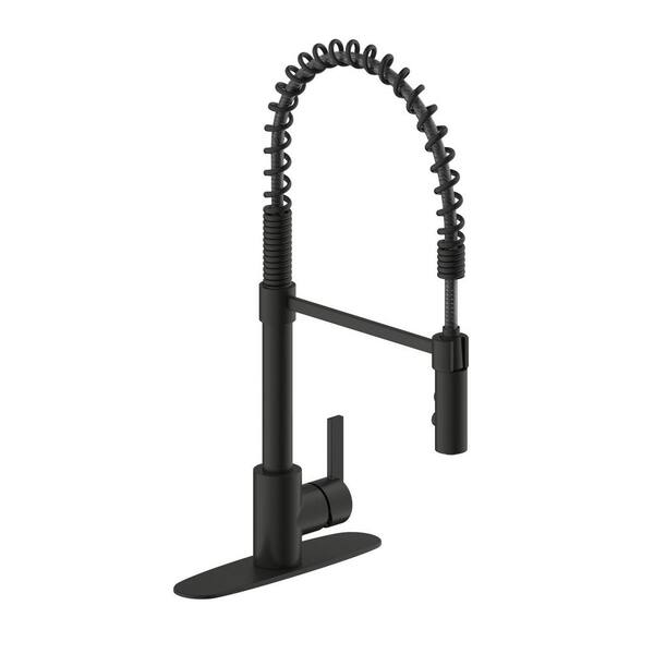 Fontaine By Italia Palais Royal Single Handle 1 Or 3 Hole Pull Out Sprayer Kitchen Spring Coil Faucet In Matte Black Mff Prk3 Mb The Home Depot