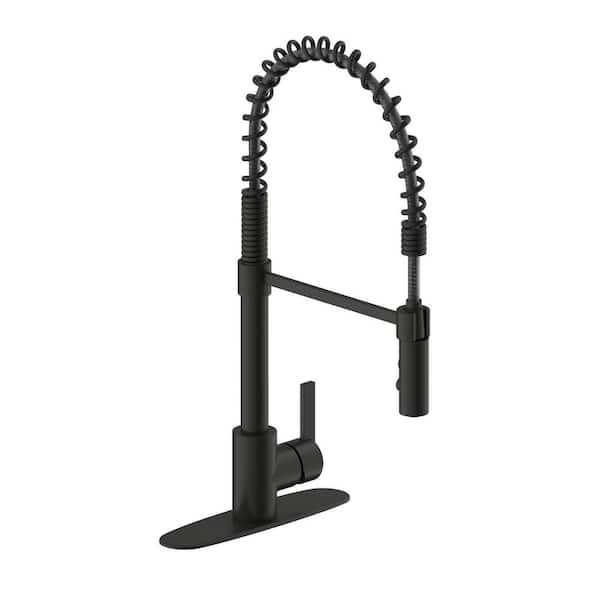 Fontaine by Italia Palais Royal Single Handle 1 or 3 Hole Pull-Out Sprayer Kitchen Spring Coil Faucet in Matte Black
