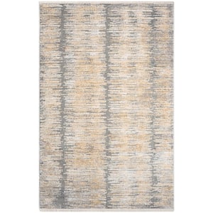 Modern Abstract Grey Gold 3 ft. x 5 ft. Abstract Contemporary Area Rug