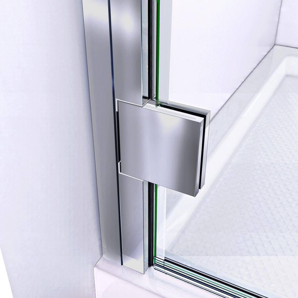 Lumen 34-41" W x 72" H Frameless Clear Glass Shower Door with Black Hardware