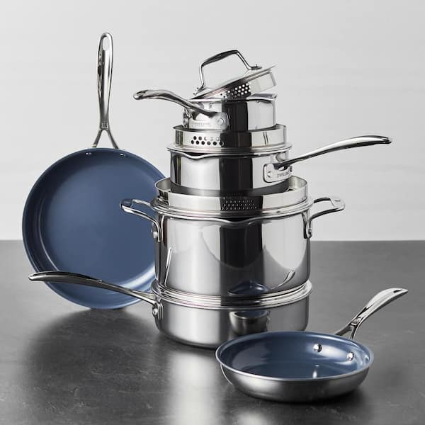 ZWILLING Clad CFX Stainless Steel Nonstick Cookware Set, (10