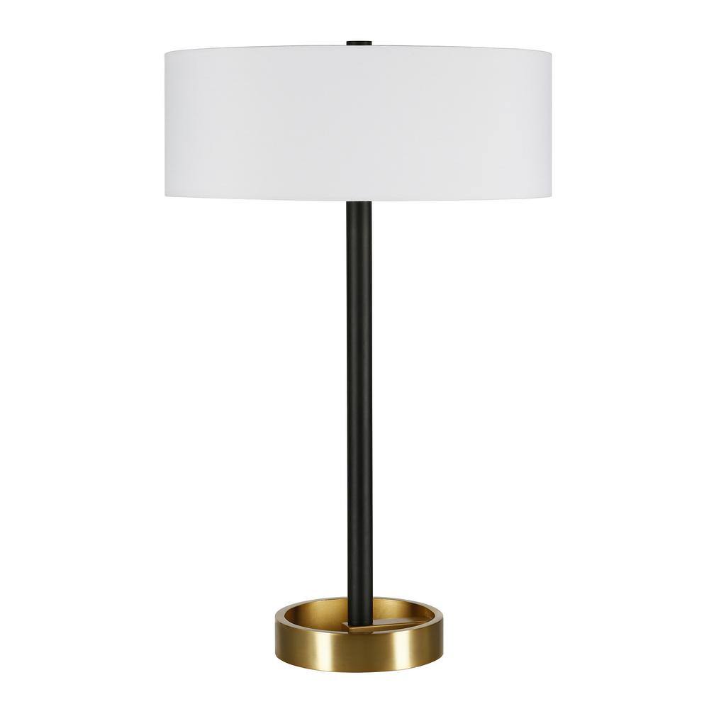 HomeRoots 24 in. White Glam Integrated LED Bedside Table Lamp with ...