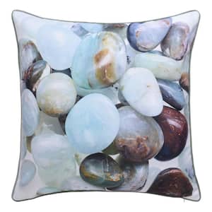 Pebble White Polyester 24 in. x 24 in. Throw Pillow