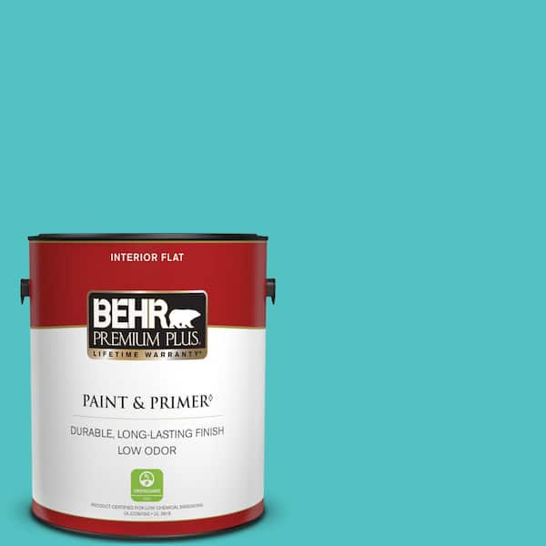 BEHR Premium Plus 5 gal. #500B-4 Gem Turquoise Satin Enamel Exterior Paint & Primer