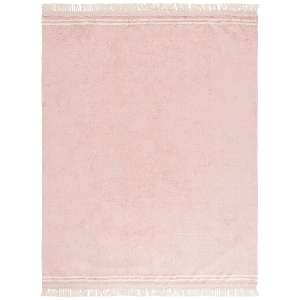 SAFAVIEH Easy Care Pink Pink/Ivory 9 ft. x 12 ft. Machine Washable Solid Fringe Area Rug
