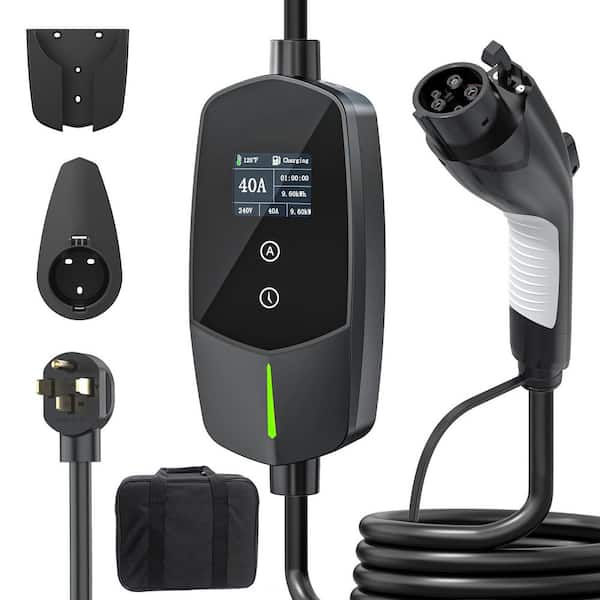 25 ft. 40-Volt Portable Level 2 EV Charger with NEMA 14-50 Plug, Adjustable Current and Delay Timer for J1772 Vehicles