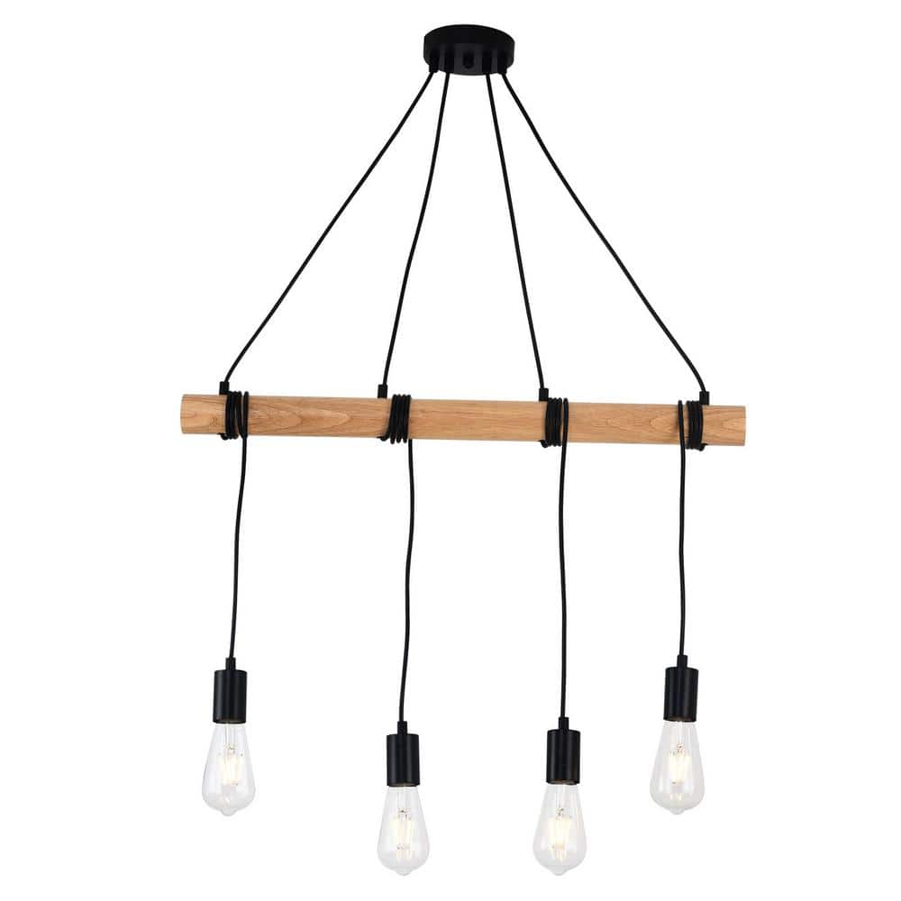60-Watt 4-Light Black Farmhouse Island Pendant Light with Adjustable Height, No Bulbs Included price history on PriceWatchPro