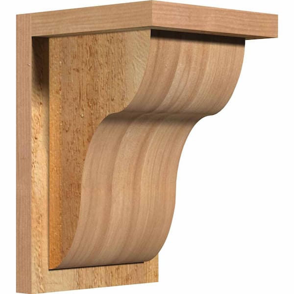 Ekena Millwork 8 in. x 8 in. x 12 in. Western Red Cedar Carmel Rough Sawn Corbel with Backplate