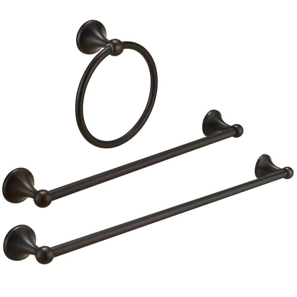 3-Piece Bath Hardware Set Accessories with 18,24 in. 2-Towel Bars/Racks and Towel Ring Included in Oil Rubbed Bronze price history on PriceWatchPro