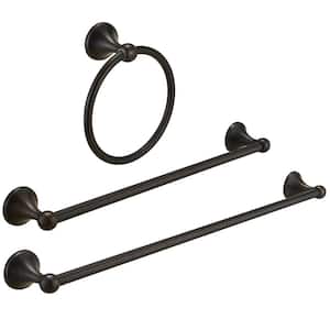 3-Piece Bath Hardware Set Accessories with 18,24 in. 2-Towel Bars/Racks and Towel Ring Included in Oil Rubbed Bronze