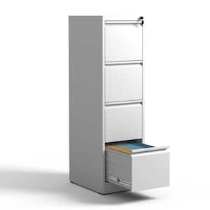 4-Drawer White Steel 14.96 in. W x 52.4 in. H Vertical File Cabinet with Lock