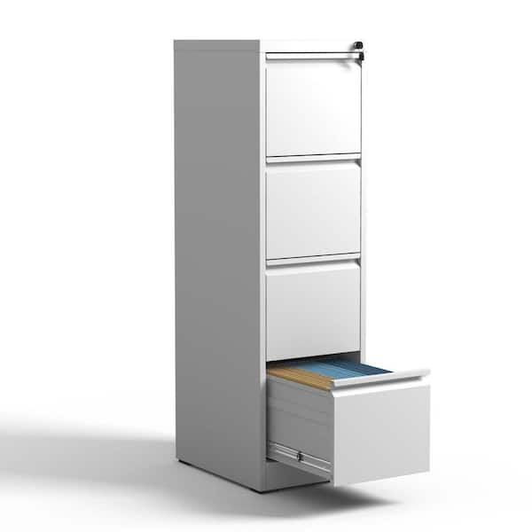 Unbranded 4-Drawer White Steel 14.96 in. W x 52.4 in. H Vertical File Cabinet with Lock