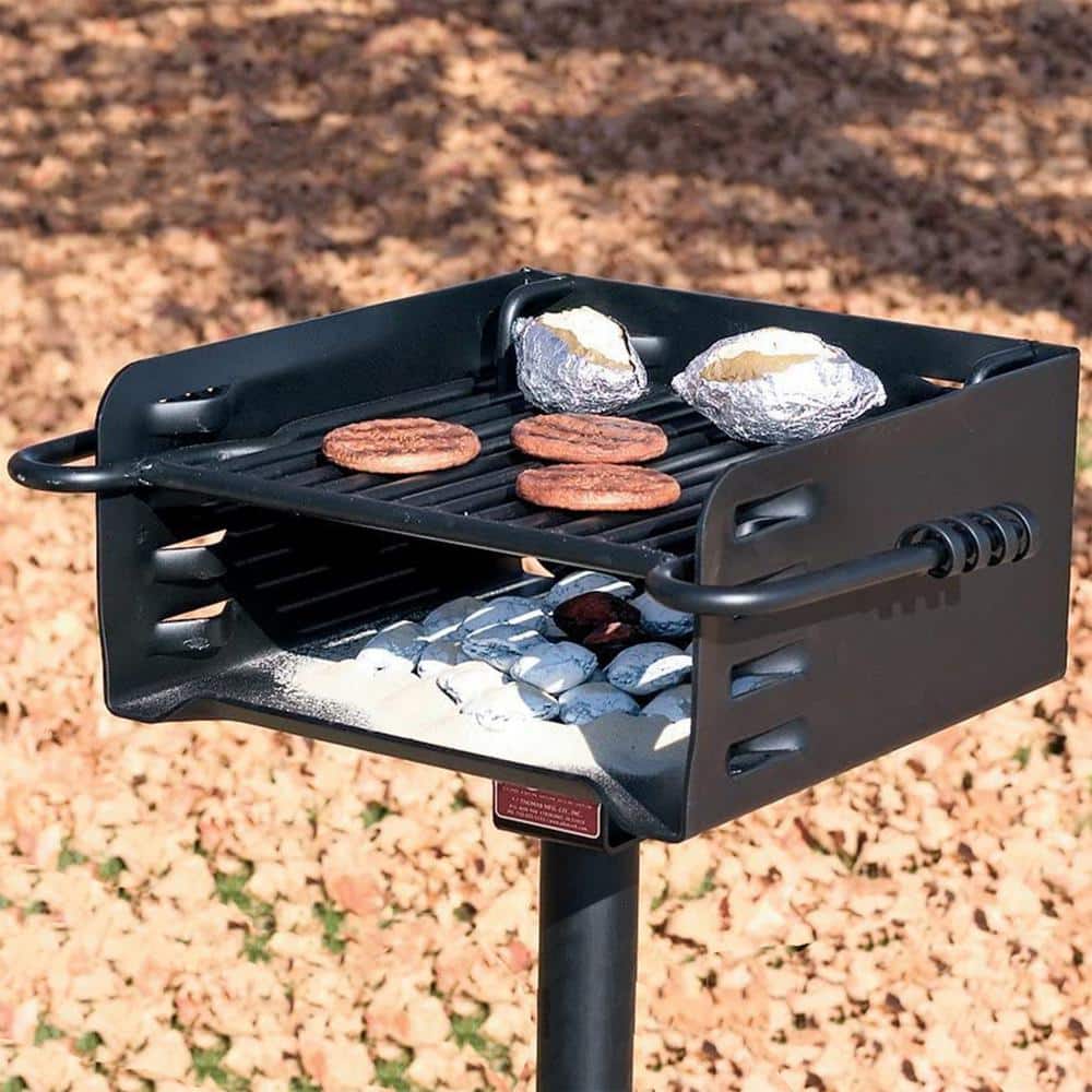 Pilot Rock Black Heavy Duty Steel Park Style Charcoal Grill