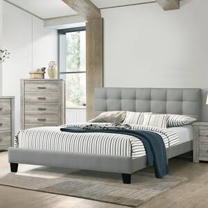 Grey Fabric Upholstered Full Size Bed