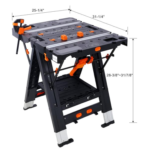 Siavonce 25.2 in. D x 31.2 in. W Portable Folding Work Table, 2-in