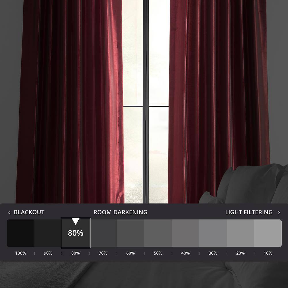 Ruby Faux Silk Pleated 120-Inch Window Curtain Panel