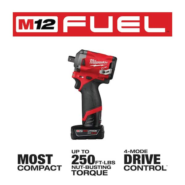 Milwaukee M12 FUEL 12V Lithium-Ion Brushless Cordless Stubby 1/2