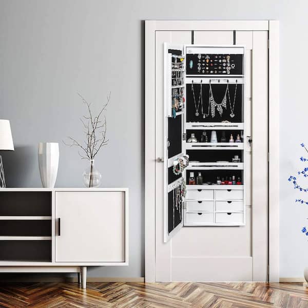 Wall jewelry organizer with mirror discount