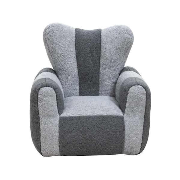 Cozy Teddy 23.6 in. Gray Foam Bean Bag Chair with Heart-Shaped Backrest for Kids