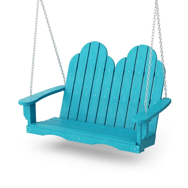 Wildridge Classic 2-Person Aruba Blue Plastic Adirondack Porch Swing