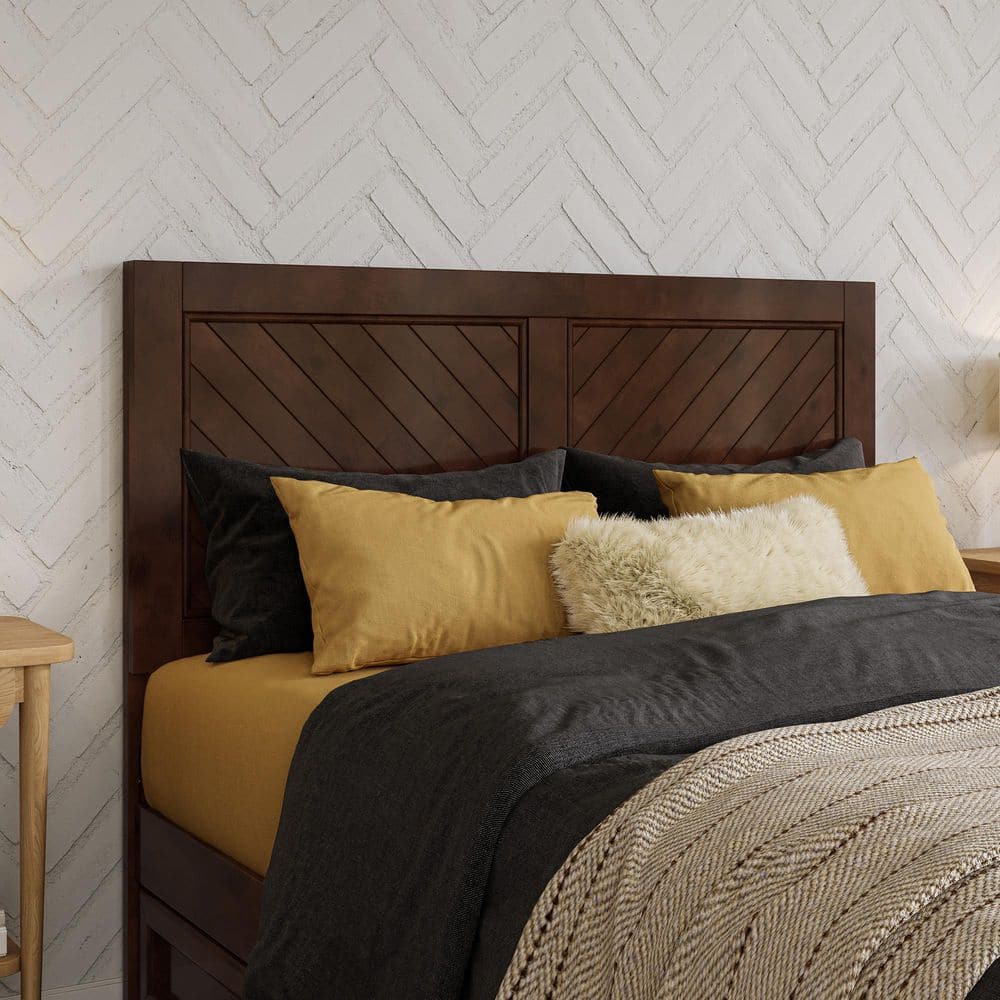 Canyon Full Walnut Wood Headboard with USB Charger