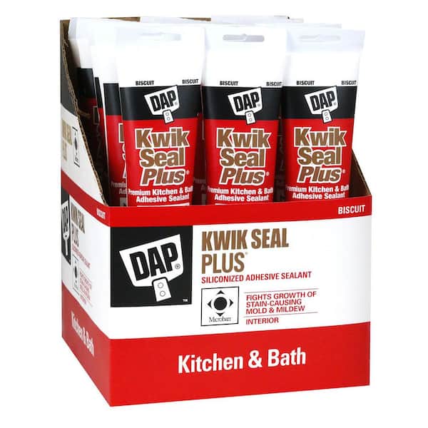 DAP Kwik Seal Plus 5.5 oz. White Premium Kitchen and Bath Siliconized Caulk (12-Pack)