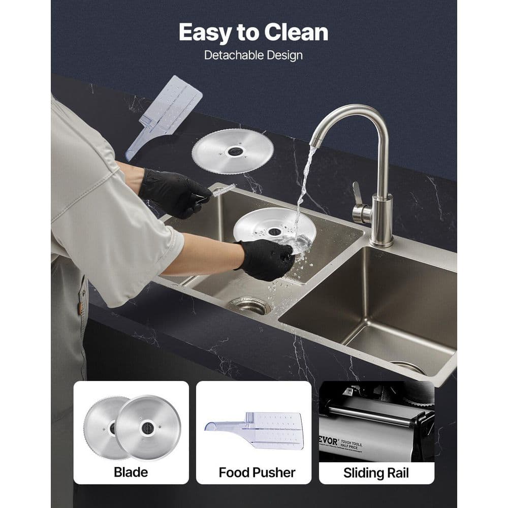 VEVOR 7.5" Silver Electric Meat Slicer with Blade Guard
