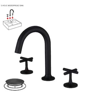 8 in. Widespread Double-Handle High-Arc Bathroom Faucet in Matte Black