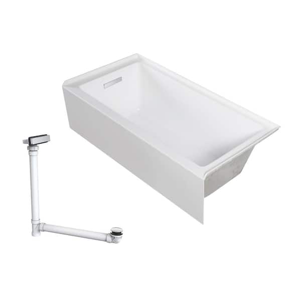 Unity 60 in. x 32 in. Soaking Bathtub with Left Drain in White/Polished Chrome