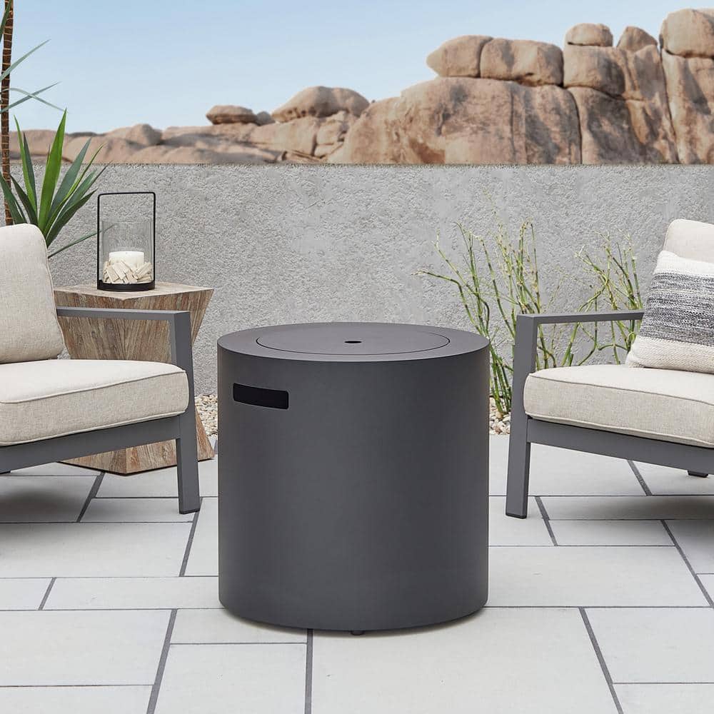 Hephaestus 24" Black Steel Round Propane Fire Pit Table
