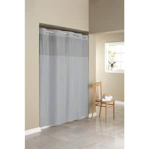 Simply Solid 70 in. Microfiber White Shower Curtain Frost Grey