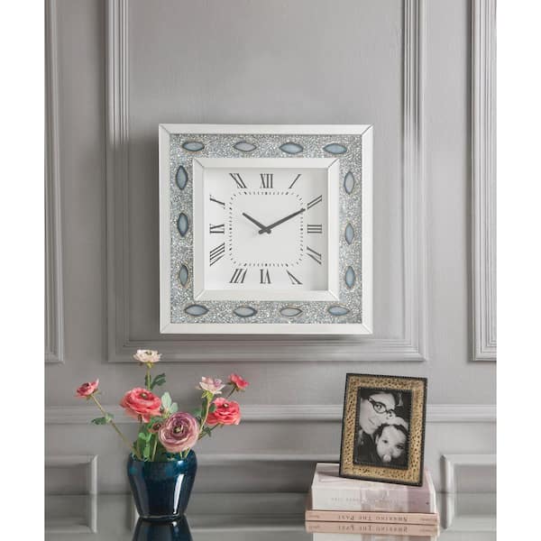 Acme Furniture Sonia Mirrored and Faux Agate Wall Clock