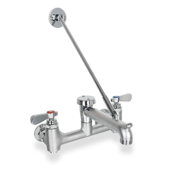 14 in. H x 8 in. W x 10 in. D Wall-Mounted Utility Sink Faucet with Vacuum Breaker, Adjustable Center and Pail Hook