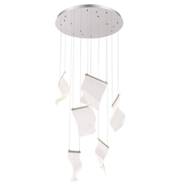Unbranded EdgeOr 6 Light Integrated LED Silver Leaf Chandelier for Living Room