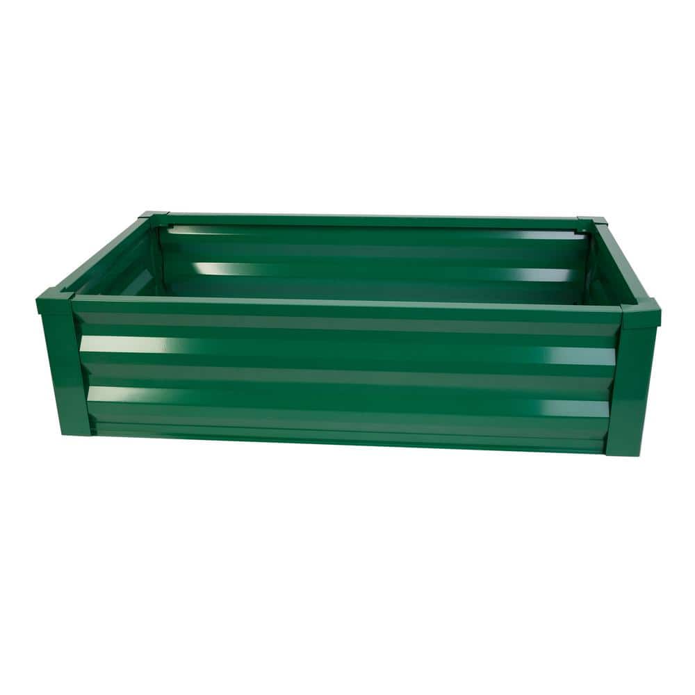 Green Powder-Coated Steel Raised Garden Bed Planter, 48" x 24" x 10"