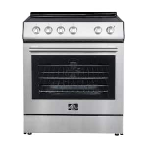 3-Piece Bundle-30 in. Electric Range 4 Burner Elements, French Door Refrigerator, Built-In Dishwasher in Stainless Steel