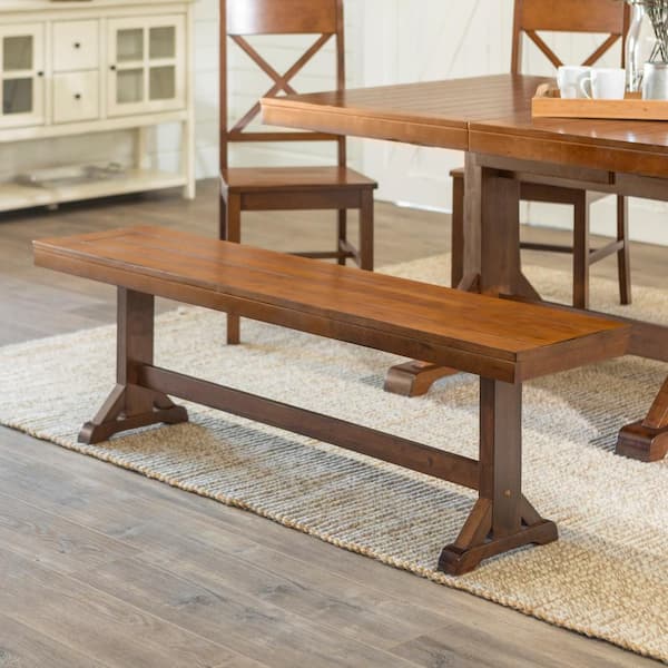 Walker Edison Furniture Company 60" Traditional Wood Trestle Dining Bench - Antique Brown
