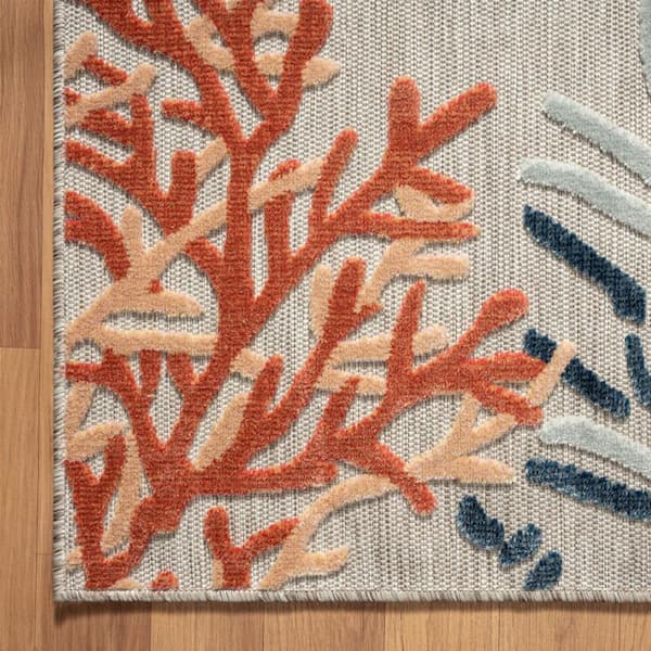 Blue, Gray 8 ft. x 10 ft. Woven Polypropylene Indoor/Outdoor Area Rug