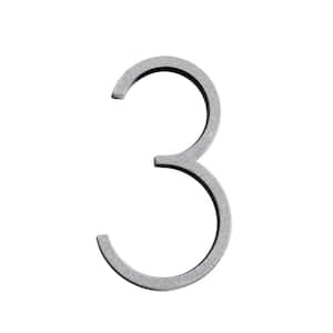 5 in. Silver Reflective Floating or Flush House Number 3