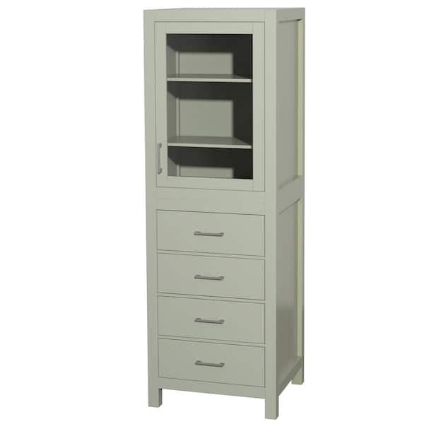 Wyndham Collection Sheffield 24 in. W x 20 in. D x 71.25 in. H Light Green Linen Cabinet